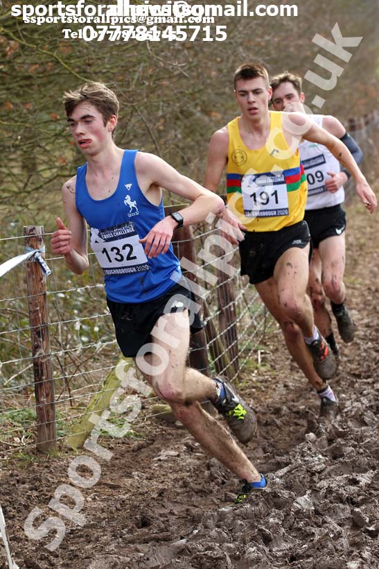 Mens under-20s, 2020 British Athletics Inter Counties Cross Country Champs., Prestwold Hall, Loughborough. Photo: David T. Hewitson/Sports for All Pics